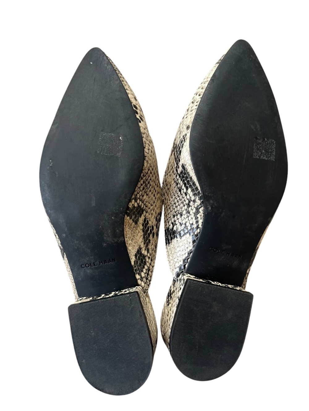 Cole Haan Piper Cream Roccia Snake Print Leather Slip-On Loafer Mules Flats SZ 8 - Picture 6 of 11